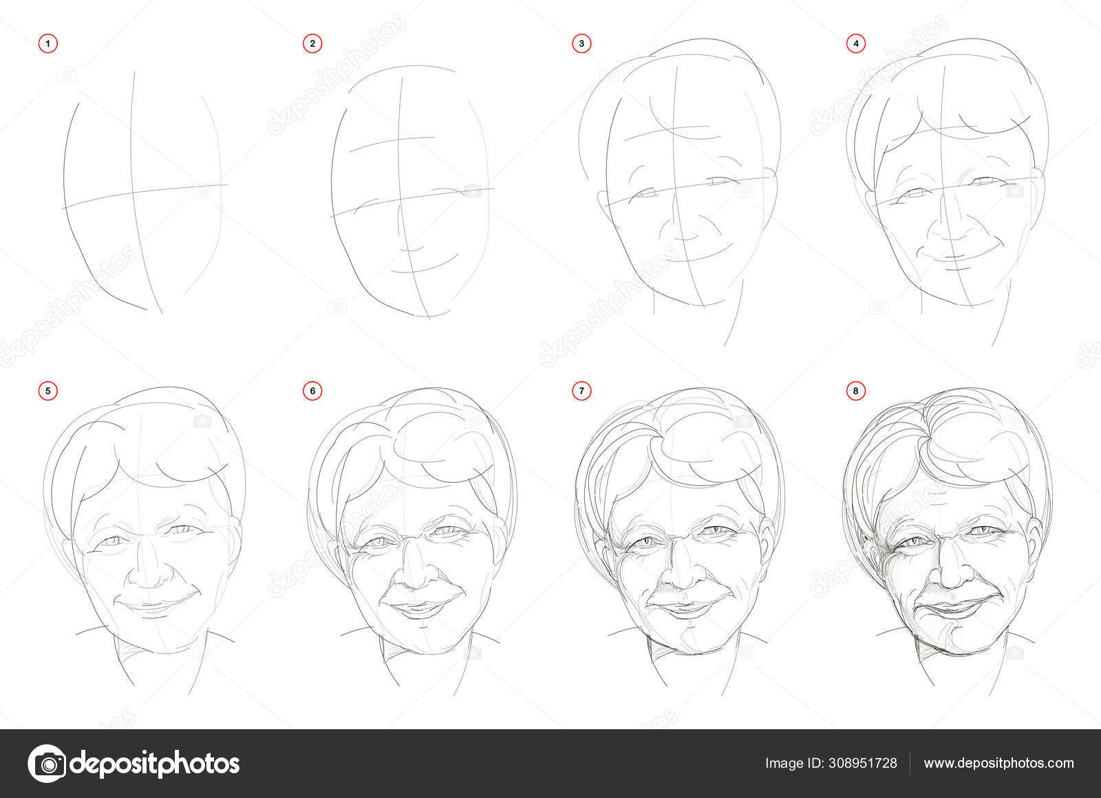 Cara Menggambar Potret Imajiner Wanita Tua Yang Tersenyum Membuat