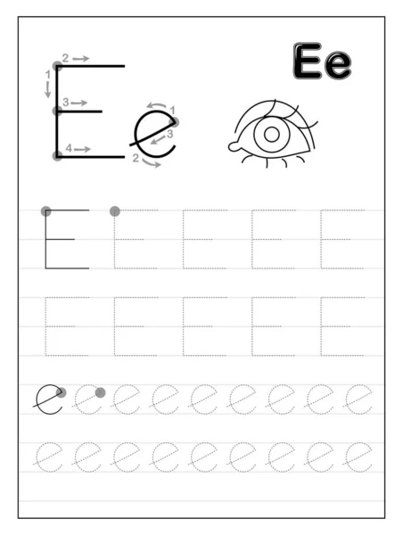Rastreando Letras Del Alfabeto Páginas Educativas Blanco Negro Línea Para — Vector de stock