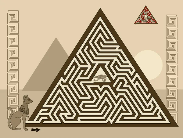 Çocuklar Yetişkinler Için Labirent Ile Mantıksal Bulmaca Oyunu Piramit Antik — Stok Vektör