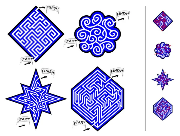Logická Hra Puzzle Labyrintem Pro Děti Dospělé Sada Malých Mazů — Stockový vektor