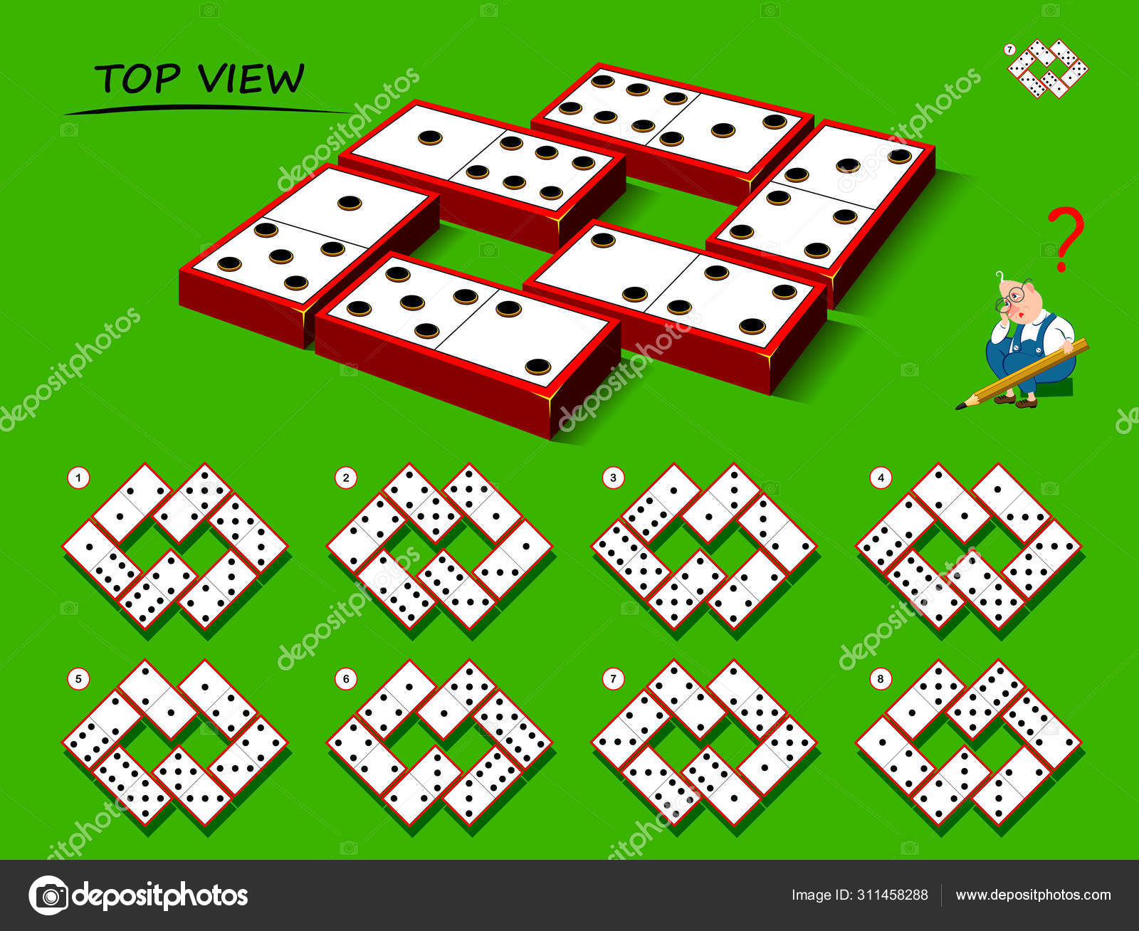 Logic triomino puzzle game for children Royalty Free Vector