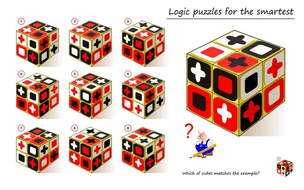 Logická Logická Puzzle Hra Pro Děti Dospělé Která Kostek Odpovídá — Stockový vektor