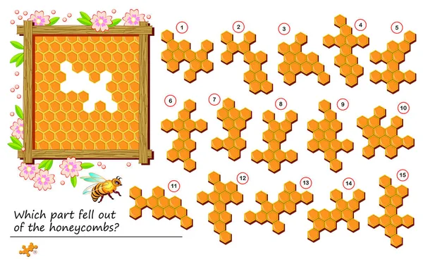 Логічна Головоломка Дітей Дорослих Яка Частина Випала Медоносних Сіток Друкована — стоковий вектор