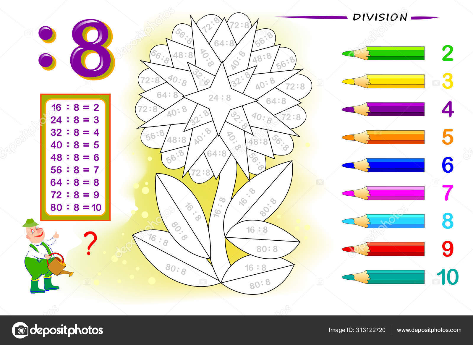 Educação Matemática Para Crianças Escrever Números Ordem Pintar Brinquedos  Cores imagem vetorial de Nataljacernecka© 378044530