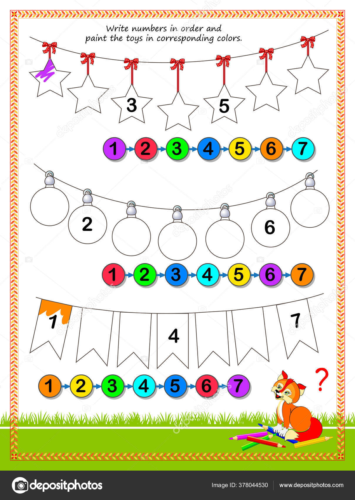 Jogo de cores por números para crianças página para colorir com um