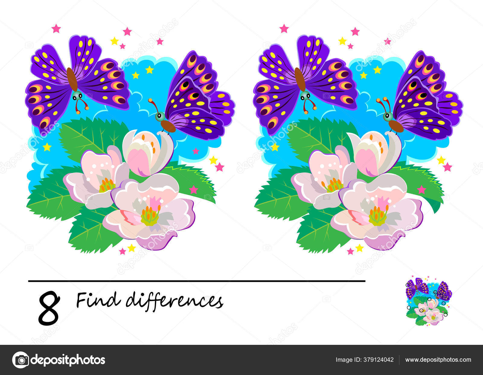 Find Differences Logic Puzzle Game Children Adults Printable Page