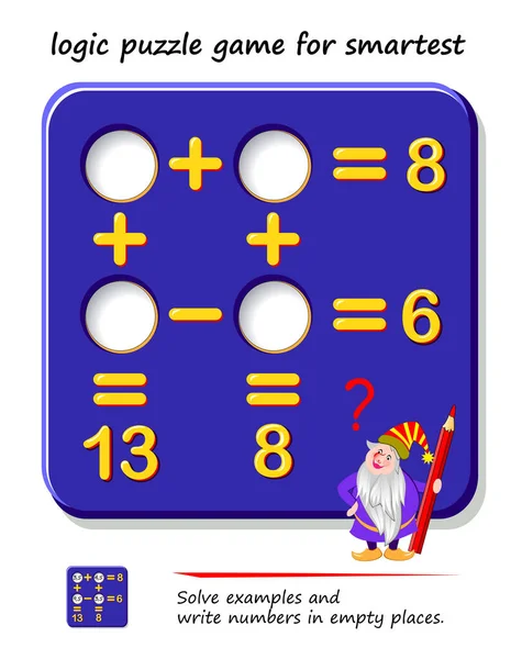 Jeu Puzzle Logique Mathématique Pour Intelligent Résolvez Des Exemples Écrivez — Image vectorielle