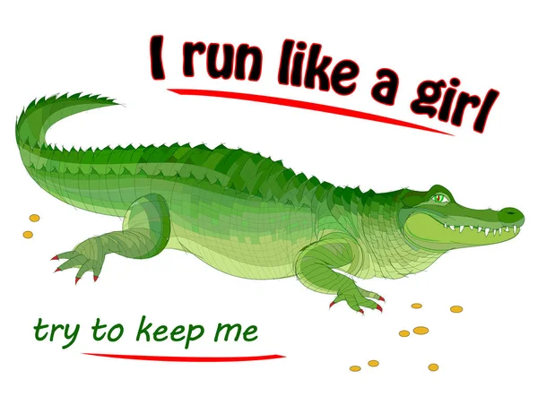 Fantastická Ilustrace Roztomilého Krokodýla Nápisem Moderní Pohádkový Tisk Pro Módní — Stockový vektor