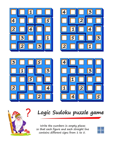 Jeu Puzzle Logic Sudoku Pour Enfants Écrivez Les Nombres Dans — Image vectorielle