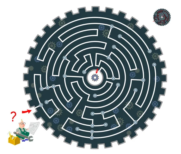 Jeu Puzzle Logique Avec Labyrinthe Pour Enfants Adultes Aide Ingénieur — Image vectorielle