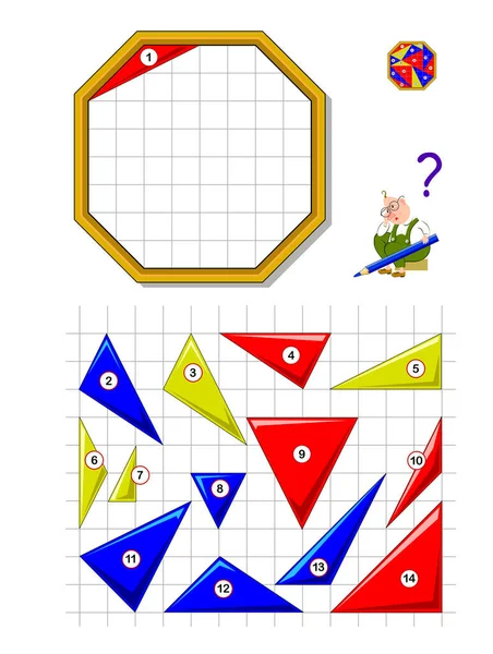 子供と大人のためのロジックパズルゲーム すべての三角形の適切な場所を見つけ それらを描画します 脳の先生の本の印刷可能なページ 子供の空間的な思考を開発する Iqテスト オンラインでプレイ — ストックベクタ