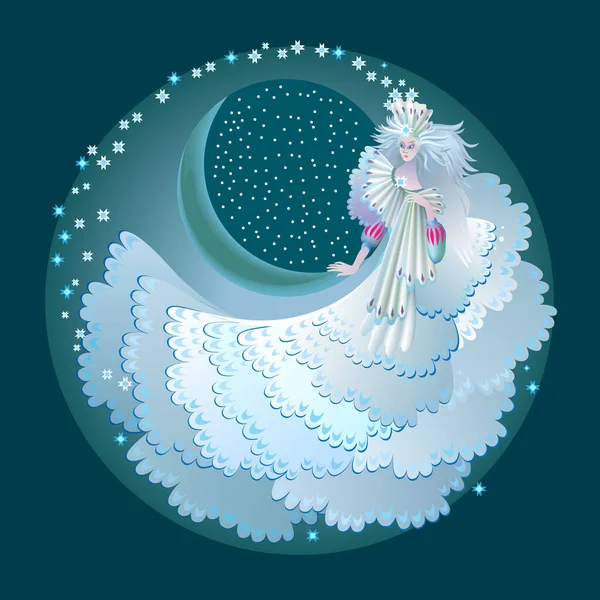 Illustration Fabuleuse Fée Hiver Portrait Abstrait Belle Reine Des Neiges — Image vectorielle