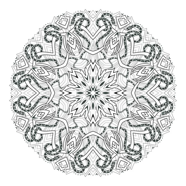 Чорно Біла Сторінка Мандала Розмальовки Книги Індійський Фентезійний Орнамент Робочий — стоковий вектор