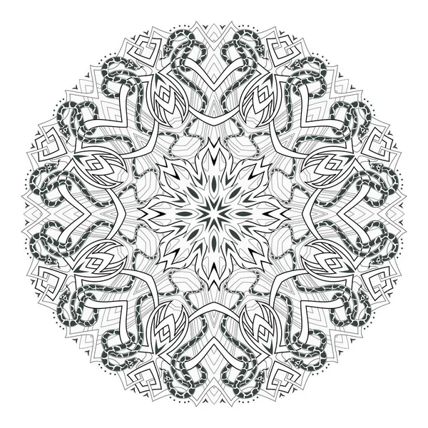 Página Blanco Negro Con Mandala Para Colorear Libro Adorno Indio — Archivo Imágenes Vectoriales