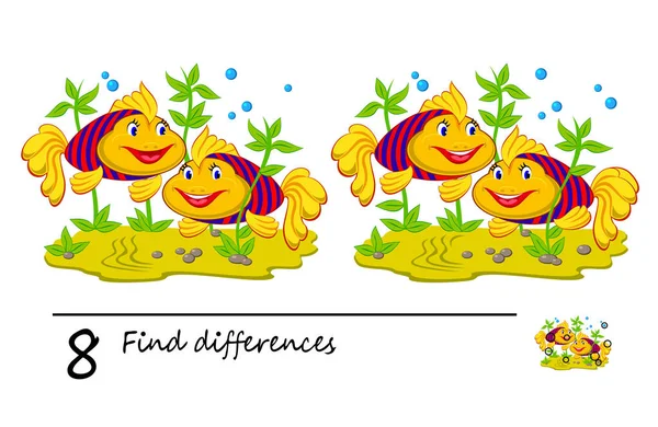 Find Differences Logic Puzzle Game Children Adults Brain Teaser Book — Stock Vector