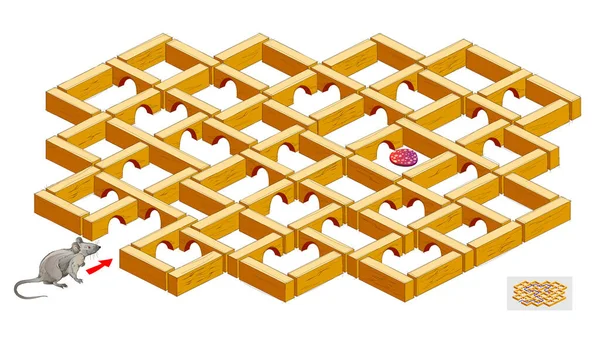 Jeu Puzzle Logique Avec Labyrinthe Pour Enfants Adultes Aidez Souris — Image vectorielle