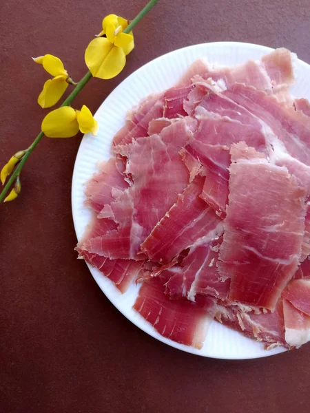 Испанская Нарезанная Ветчина Блюде — стоковое фото