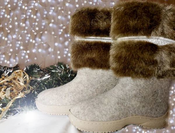 Santa Claus Prepares His Boots — Stock Photo, Image