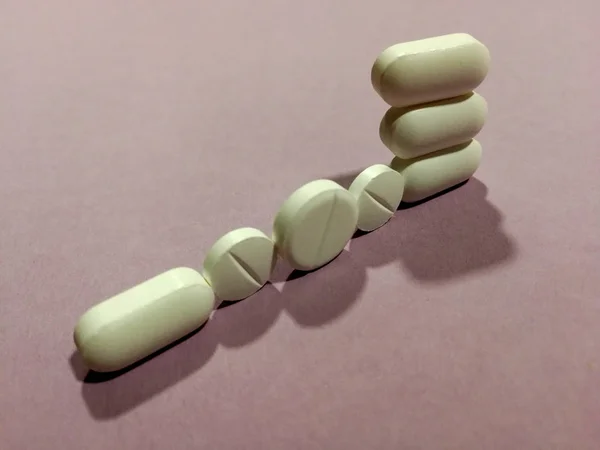 Pills Dragees Pharmacy Capsules Soft Purple Background — Stock Photo, Image