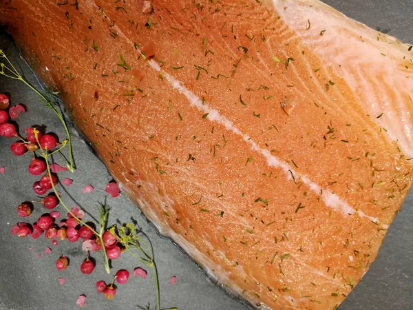 Marinated Salmon Dill Salt — Stock Photo, Image