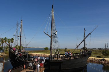 Christopher Columbus, La Rabida, Huelva, İspanya, tek editoryal caravels kopyasını kullanın