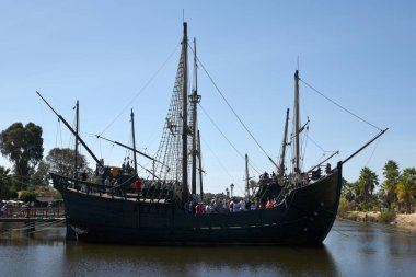 Christopher Columbus, La Rabida, Huelva, İspanya, tek editoryal caravels kopyasını kullanın