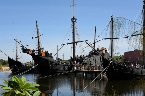 Réplica Las Caravanas Cristóbal Colón Rábida Huelva España Solo Uso — Foto de Stock