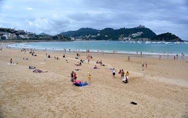 La Concha beach, San Sebastian, İspanya, yalnızca içerik kullanımı,