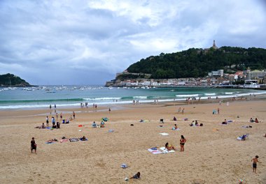 La Concha beach, San Sebastian, İspanya, yalnızca içerik kullanımı,