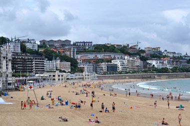 La Concha beach, San Sebastian, İspanya, yalnızca içerik kullanımı,