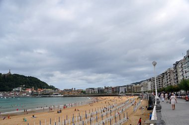 La Concha beach, San Sebastian, İspanya, yalnızca içerik kullanımı,