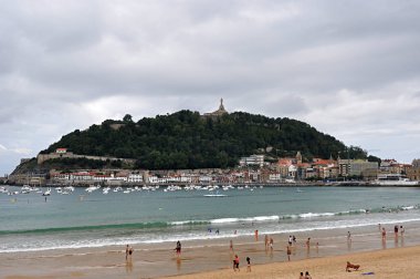 La Concha beach, San Sebastian, İspanya, yalnızca içerik kullanımı,