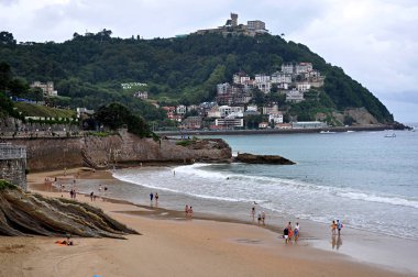 La Concha beach, San Sebastian, İspanya, yalnızca içerik kullanımı,