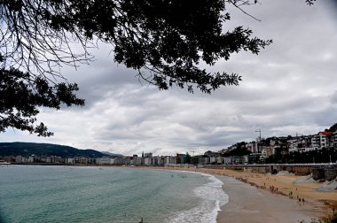 La Concha beach, San Sebastian, İspanya, yalnızca içerik kullanımı,