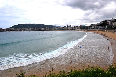 La Concha beach, San Sebastian, İspanya, yalnızca içerik kullanımı,