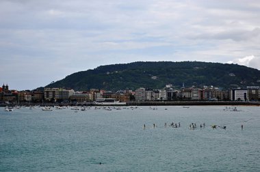 La Concha beach, San Sebastian, İspanya, yalnızca içerik kullanımı,