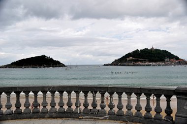 La Concha beach, San Sebastian, İspanya, yalnızca içerik kullanımı,