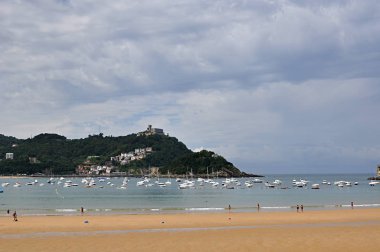 La Concha beach, San Sebastian, İspanya, yalnızca içerik kullanımı,
