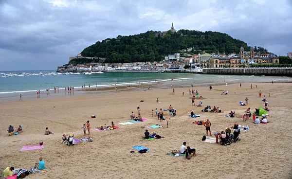 La Concha beach, San Sebastian, İspanya, yalnızca içerik kullanımı,