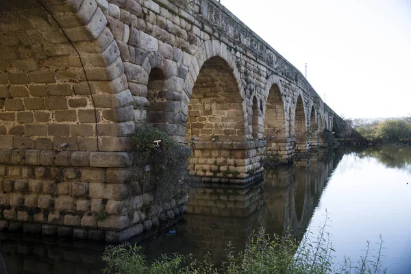 Vista Ponte Romana Sobre Guadiana Mérida Espanha — Fotografia de Stock