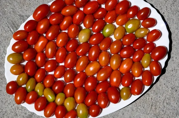 Cherries Tomatoes Tray — Stock Photo, Image