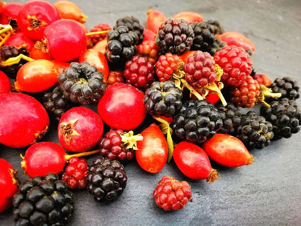 Herbst Beeren Auf Schwarzem Hintergrund — Stockfoto