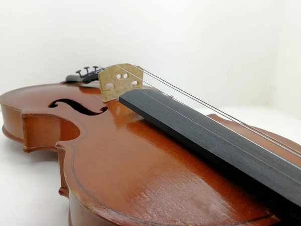 detail of the bridge of a fiddle