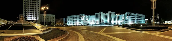 Lenintorget Minsk Vitryssland Natt Panoramautsikt — Stockfoto