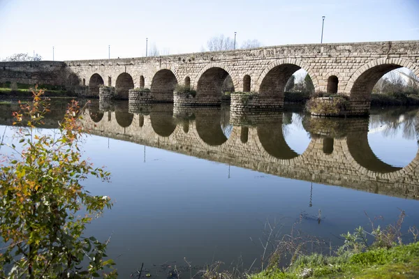 Vista Ponte Romana Sobre Guadiana Mérida Espanha — Fotografia de Stock