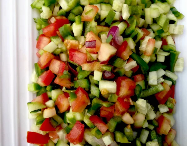 vegetable salad cut into squares