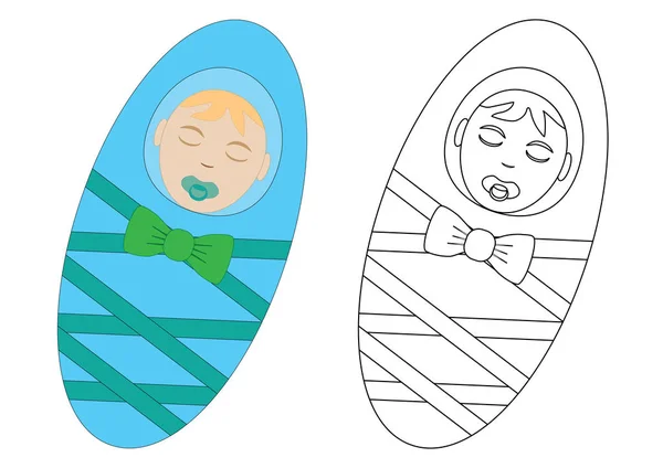 Coloring Book Infant Newborn Leisure Activity Preschool Children Vector Illustration — Stock Vector