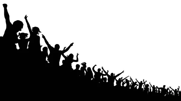 Futbol kalabalık, tezahürat fan, vektör siluet arka plan. Basketbol, hokey, Beyzbol Stadyumu seyirci