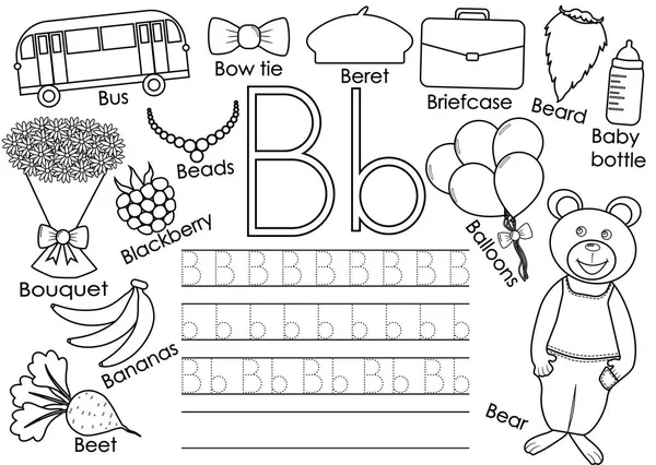 Bokstaven Engelska Alfabetet Skriva Praktiken För Barn Pedagogiska Spel Målarbok — Stock vektor