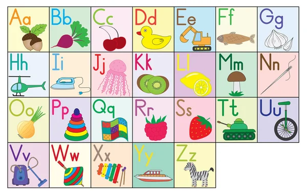 Alfabeto Inglês Cartas Conjunto Educação Para Crianças Ilustração Vetorial —  Vetores de Stock